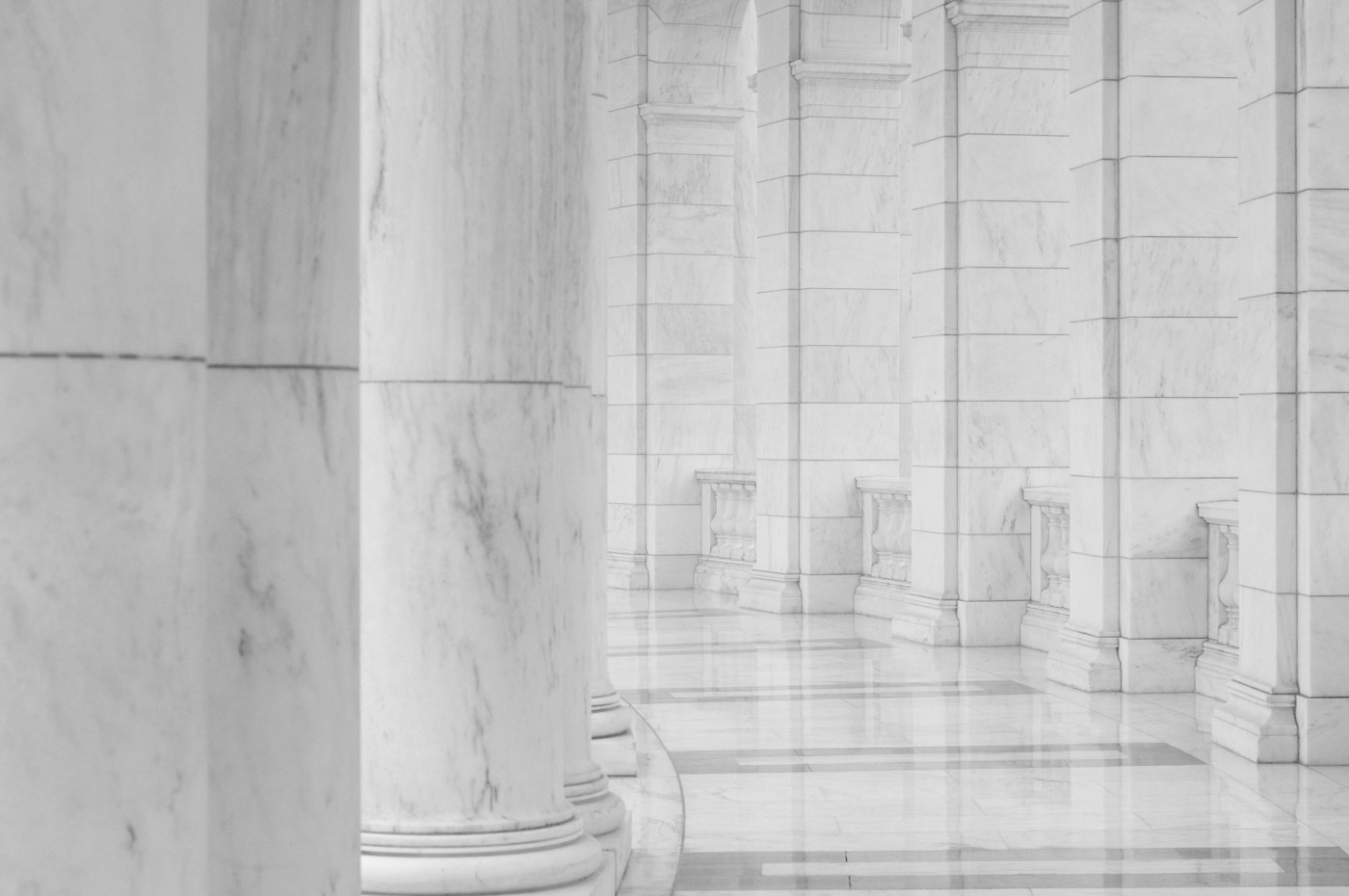Marble-clad lobby colonnade