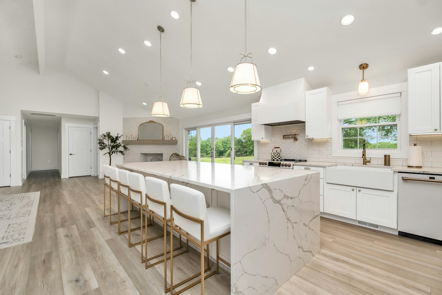 Marble-look kitchen island in a private residence