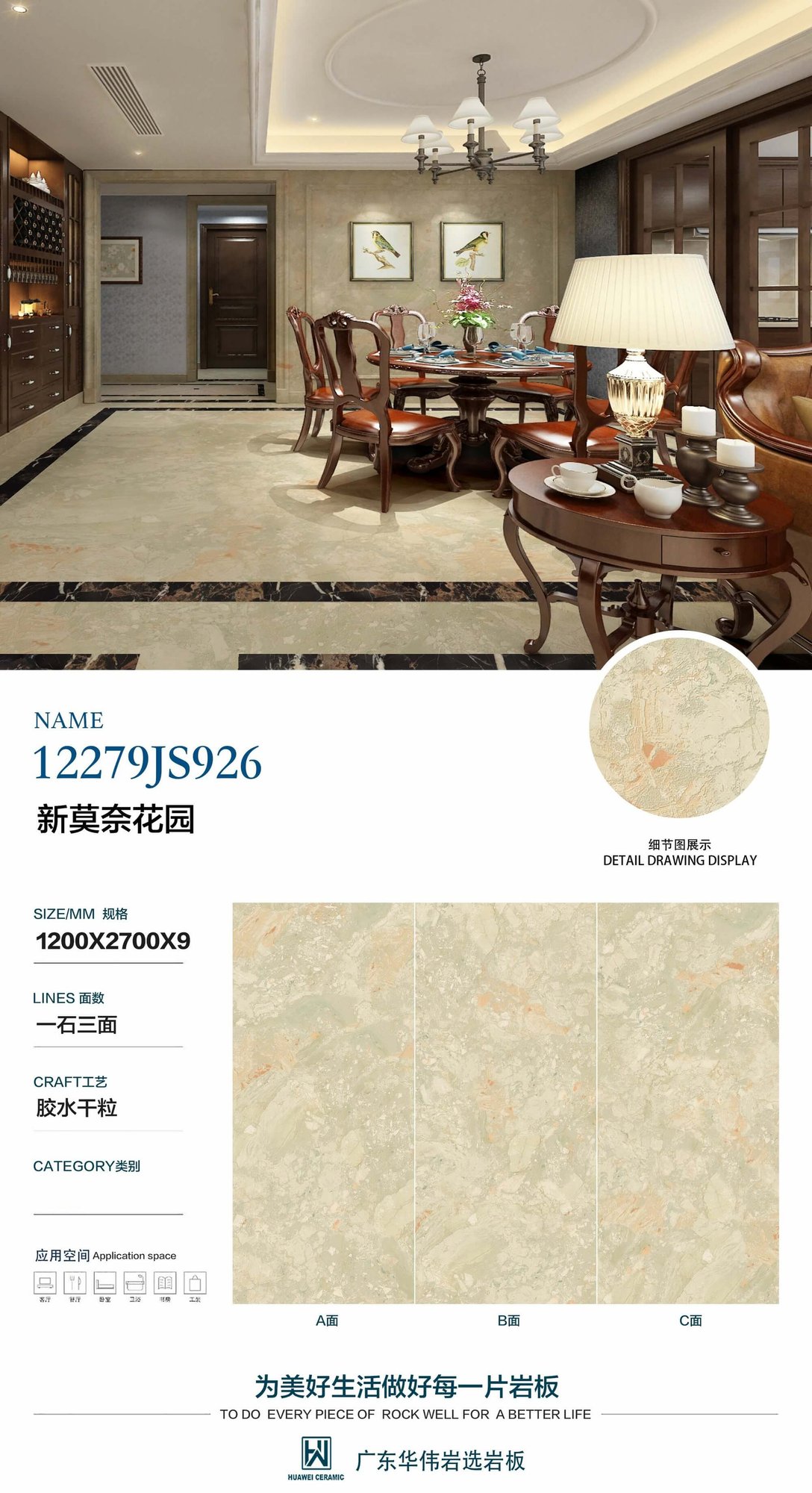 New Monet Garden sintered stone detail